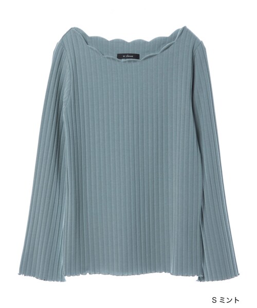 w closet（ダブルクローゼット）の「ワイドリブスカラッププルオーバー（トップス・レディース・オフホワイト/Sミント/ピンク/ブラック・FREE）」の4枚目の写真