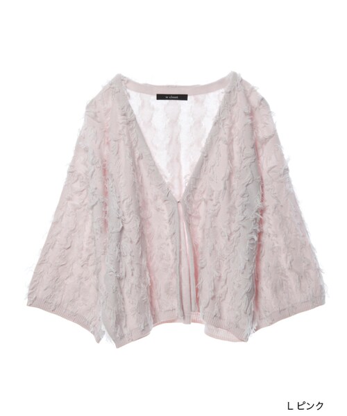 w closet（ダブルクローゼット）の「フリンジ編みカーディガン（トップス・レディース・Lピンク/サックス/レッド・FREE）」の2枚目の写真
