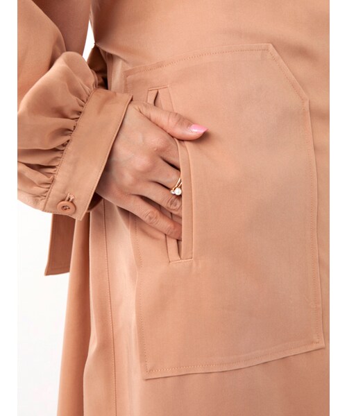 w closet（ダブルクローゼット）の「ボリューム袖ライトコート（ジャケット/アウター・レディース・Lベージュ/オレンジベージュ・FREE）」の10枚目の写真