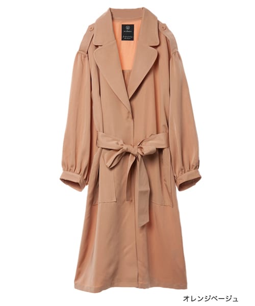w closet（ダブルクローゼット）の「ボリューム袖ライトコート（ジャケット/アウター・レディース・Lベージュ/オレンジベージュ・FREE）」の2枚目の写真