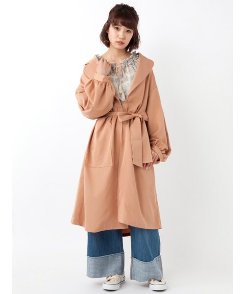 w closet（ダブルクローゼット）の「ボリューム袖ライトコート（ジャケット/アウター・レディース・Lベージュ/オレンジベージュ・FREE）」の15枚目の写真