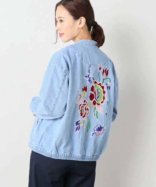 B.C STOCK(ベーセーストック)の「シシュウブルゾン(ジャケット/アウター・ブルー/フリー/在庫あり)」の2枚目の写真
