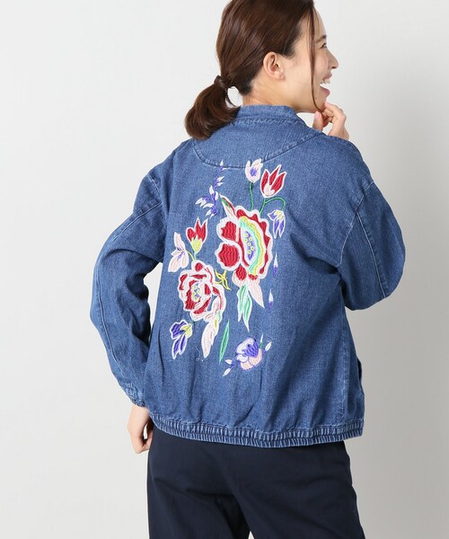 B.C STOCK(ベーセーストック)の「シシュウブルゾン(ジャケット/アウター・ブルー/フリー/在庫あり)」の1枚目の写真