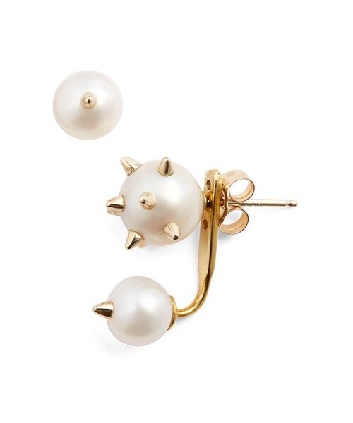 Nektar De Stagni(ネクターデスターニ)の「Women's Nektar De Stagni 'New Classics' Spike Cultured Pearl Mismatch Earrings With Earring Jacket(イヤリング・レディース・White・One Size)」の1枚目の写真