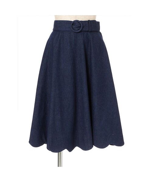 F i.n.t(フィント)の「裾スカラップデニムフレアースカート/F&A(スカート・レディース・その他)」の3枚目の写真