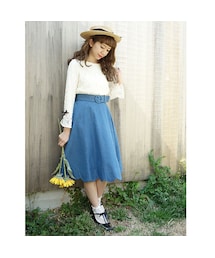 F i.n.t | 裾スカラップデニムフレアースカート/F&A(スカート)