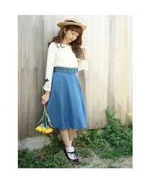 F i.n.t | 裾スカラップデニムフレアースカート/F&A(スカート)