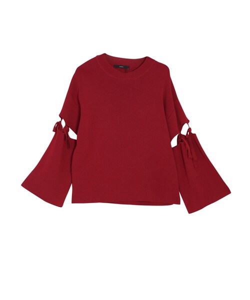 EMODA（エモダ）の「ショルダータイニットトップ（トップス・レディース・ホワイト/ブラック/レッド・F）」の3枚目の写真