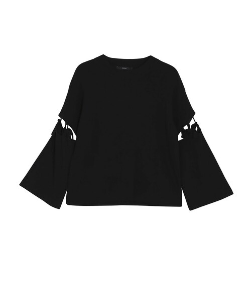 EMODA（エモダ）の「ショルダータイニットトップ（トップス・レディース・ホワイト/ブラック/レッド・F）」の2枚目の写真