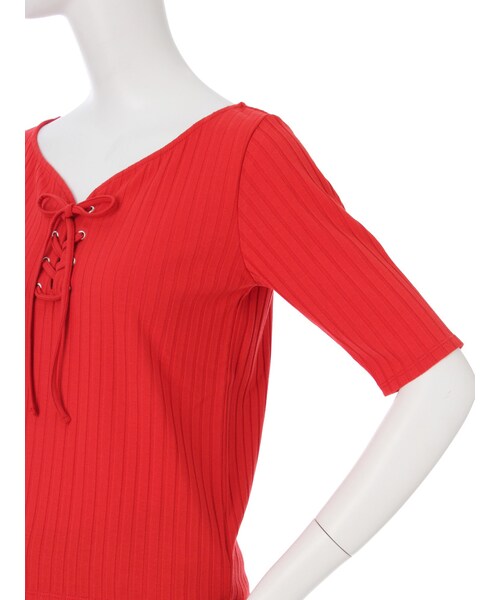 MURUA（ムルーア）の「【2017年春新作】フロントレースアップTOPS（トップス・レディース・ホワイト/ブラック/レッド/アイスブルー・F）」の9枚目の写真