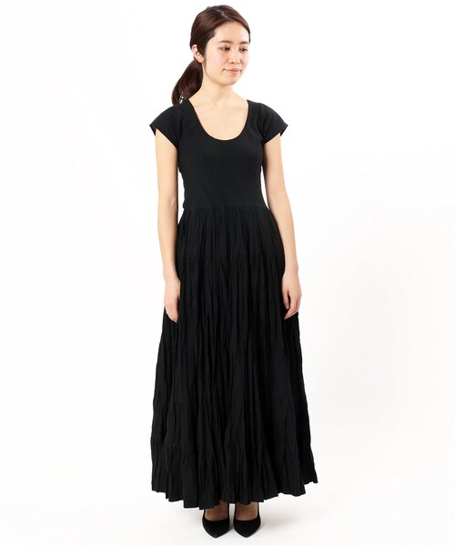 IENA(イエナ)の「《予約》MARIHA ソウゲンノニジノドレス ショートスリーブ(無地)◆(ワンピース/ドレス・ブラック/フリー/在庫あり)」の5枚目の写真