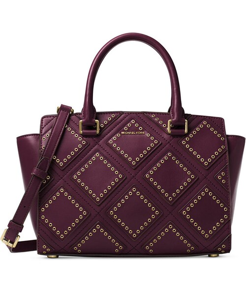 MICHAEL KORS（マイケルコース）の「MICHAEL Michael Kors Diamond Grommet Selma Medium Top Zip Satchel（ショルダーバッグ・レディース・Black/Purple・One Size）」の2枚目の写真