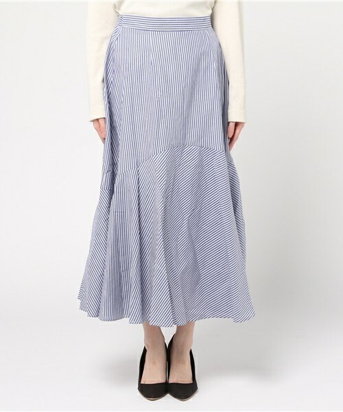 actuel（アクチュエル）の「先染めストライプマキシスカート（スカート・レディース・ブルー/サックスブルー・FREE）」の3枚目の写真