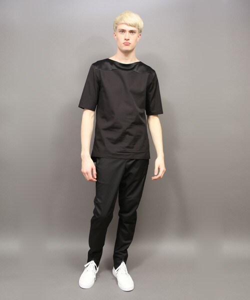 ato（アトウ）の「100/2 BROADCLOTH×SATIN BOAT NECK T（Tシャツ/カットソー・メンズ・ホワイト/ブラック/ネイビー・44/46/48）」の4枚目の写真
