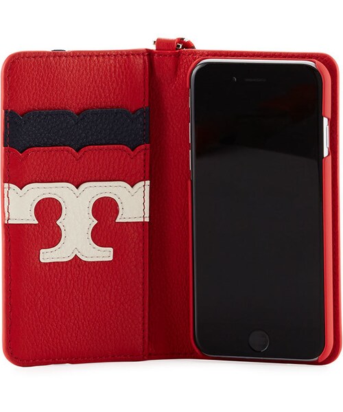 Tory Burch Scallop Stripe Folio iPhone 7 Case, Red