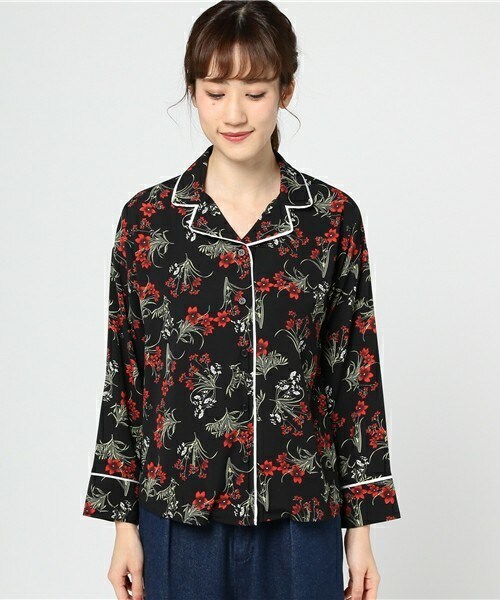 archives（アルシーヴ）の「配色パイピングシャツ（シャツ/ブラウス・レディース・ブラック/ネイビー/マスタード・MEDIUM）」の4枚目の写真