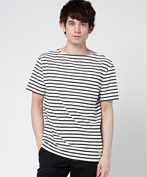 ORCIVAL（オーシバル）の「ORCIVAL REGULAR　ボーダーバスクシャツ（Tシャツ/カットソー・メンズ・ブラック/グレー/ベージュ/ブルー/ネイビー/レッド・3/4/5）」の2枚目の写真