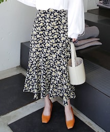 DHOLIC | バックゴムフラワープリントロングスカート(スカート)