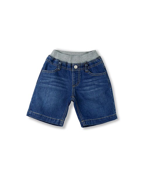 BRANSHES(ブランシェス)の「ウエストリブデニムハーフパンツ(デニムパンツ・キッズ・ブラック/ネイビーブルー・80~150)」の1枚目の写真