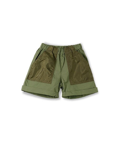 BRANSHES(ブランシェス)の「ポケット切替えハーフパンツ(その他パンツ・キッズ・カーキ/ネイビーブルー・80~150)」の1枚目の写真