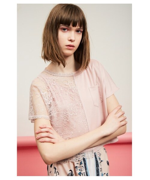 FURFUR ファーファー レースコンビTシャツ FURFUR（ファーファー）の「レースコンビTシャツ（Tシャツ）」 - WEAR