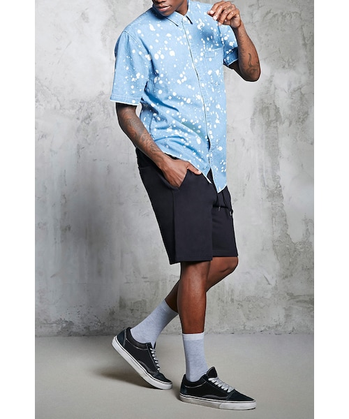 FOREVER 21（フォーエバー トゥエンティーワン）の「[MEN]フレンチテリーヘザーハーフパンツ（パンツ・メンズ・BLACK/WHITE・XS/S/M/L/XL）」の4枚目の写真