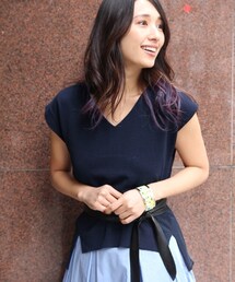 Andemiu | ベルトツキVネックニット(トップス)