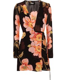 The Reformation | Reformation - Floral-print Georgette Wrap Mini Dress - Black(ワンピース)