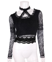 Bobon21 | チョーカー襟レーストップス(シャツ/ブラウス)