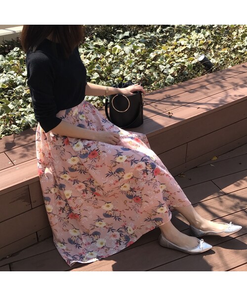 copine(コピン)の「大人気!ミント再入荷★花柄アシンメトリーロングスカート(4color)(スカート・レディース・その他)」の2枚目の写真