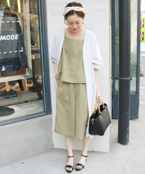 SLOBE IENA（スローブイエナ）の「《予約》リネンライクノースリーブブラウス×ハーフパンツセットアップ◆（パンツ・ブラウン/フリー/在庫あり/S36/残り3点/T38）」の9枚目の写真