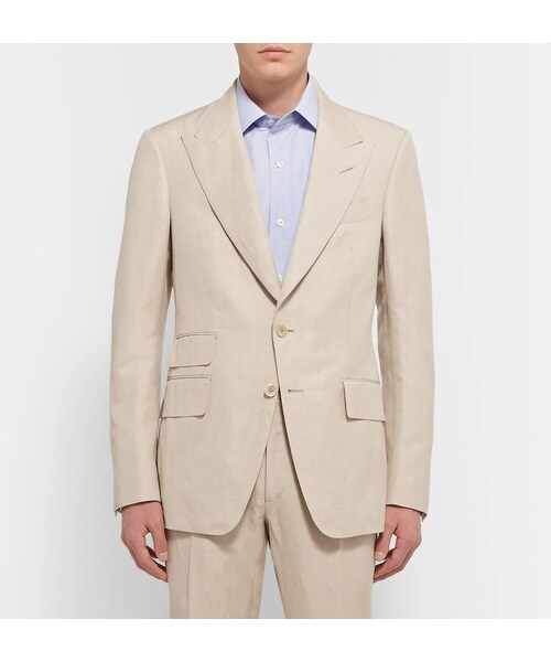 TOMFORD トムフォード　ネクタイ　ソリッド　肉厚　ベージュ TOM FORD (トムフォード) シルク100％ 総柄 ネクタイ メンズ