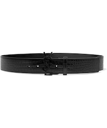 Saint Laurent | Saint Laurent - Croc-effect Leather Belt - Black(ベルト)