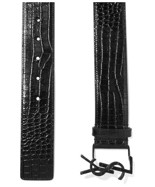 Saint Laurent（サンローラン）の「Saint Laurent - Croc-effect Leather Belt - Black（ベルト・レディース・Black・90/70/75/85/80）」の2枚目の写真