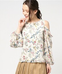 Cheek | 花柄シフォン楊柳オープンショルダーブラウス(シャツ/ブラウス)