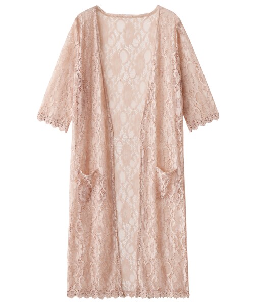 GRL（グレイル）の「総レースロングカーディガン（カーディガン/ボレロ・レディース・オフホワイト/ブラック/ピンクベージュ・M）」の3枚目の写真