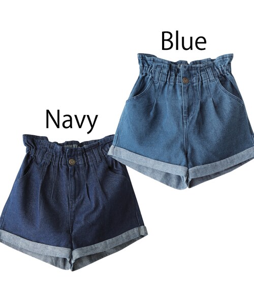 GRL（グレイル）の「タックデニムショートパンツ（デニムパンツ・レディース・ネイビー/ブルー・S）」の2枚目の写真
