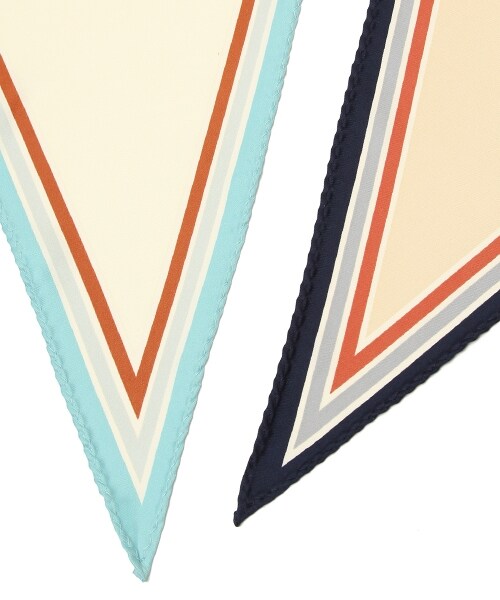 Andemiu（アンデミュウ）の「ストライプロングスカーフ（ファッション雑貨・ライトグリーン/ネイビー）」の8枚目の写真