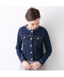 no brand（ノーブランド）の「ノーカラー襟フリンジGジャン