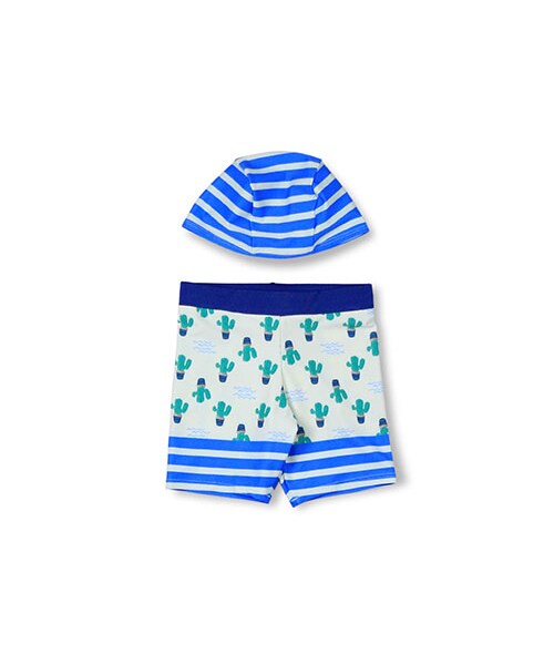 BRANSHES(ブランシェス)の「サボテン柄スイムパンツ(水着・キッズ・ネイビーブルー/アイボリー・90~130)」の2枚目の写真