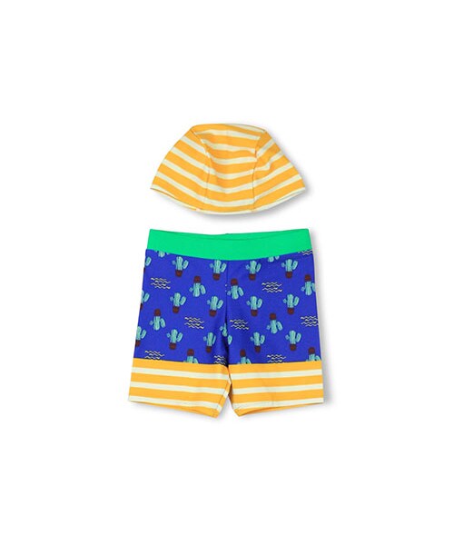 BRANSHES(ブランシェス)の「サボテン柄スイムパンツ(水着・キッズ・ネイビーブルー/アイボリー・90~130)」の1枚目の写真