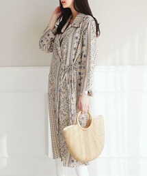 DHOLIC | オープンカラーフラワーパターンロングガウン(その他アウター)