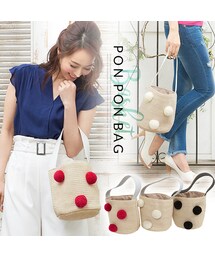 KOBE LETTUCE | コーディネートのアクセントに！CUTEなボンボン付きデザイン★巾着カゴバッグ/バスケット[B1043](バッグ)