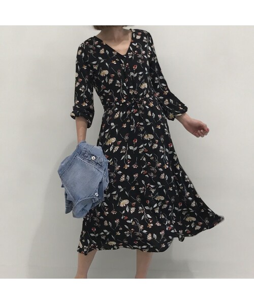 copine（コピン）の「再々入荷！！レトロ花柄ノーカラーロングワンピース/ガウン(3color)【クリックポスト送料無料】（ワンピース・レディース・その他）」の3枚目の写真