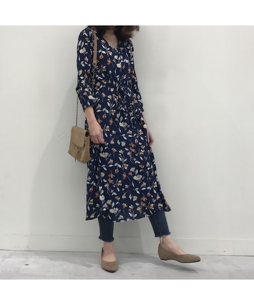 copine（コピン）の「再々入荷！！レトロ花柄ノーカラーロングワンピース/ガウン(3color)【クリックポスト送料無料】（ワンピース・レディース・その他）」の6枚目の写真