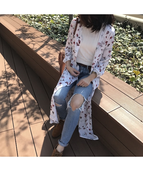 copine（コピン）の「再々入荷！！レトロ花柄ノーカラーロングワンピース/ガウン(3color)【クリックポスト送料無料】（ワンピース・レディース・その他）」の12枚目の写真