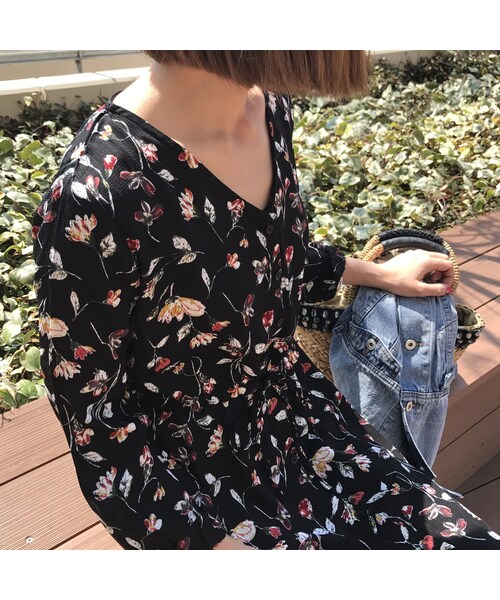 copine（コピン）の「再々入荷！！レトロ花柄ノーカラーロングワンピース/ガウン(3color)【クリックポスト送料無料】（ワンピース・レディース・その他）」の5枚目の写真