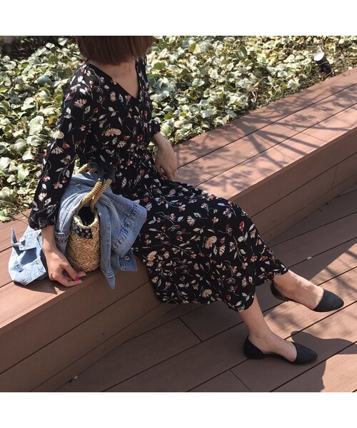 copine（コピン）の「再々入荷！！レトロ花柄ノーカラーロングワンピース/ガウン(3color)【クリックポスト送料無料】（ワンピース・レディース・その他）」の4枚目の写真