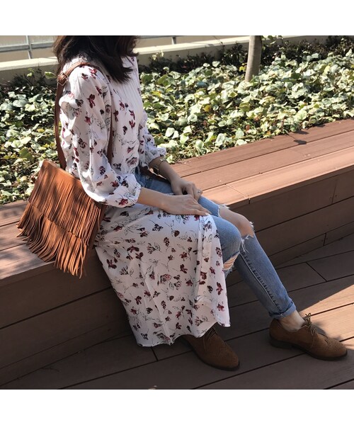 copine（コピン）の「再々入荷！！レトロ花柄ノーカラーロングワンピース/ガウン(3color)【クリックポスト送料無料】（ワンピース・レディース・その他）」の11枚目の写真