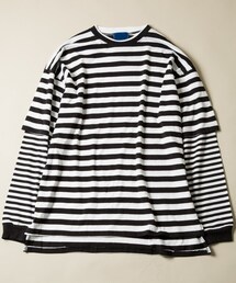 CASPER JOHN AIVER | CASPER JOHN AIVER　ボーダーレイヤードビッグTシャツ(Tシャツ/カットソー)